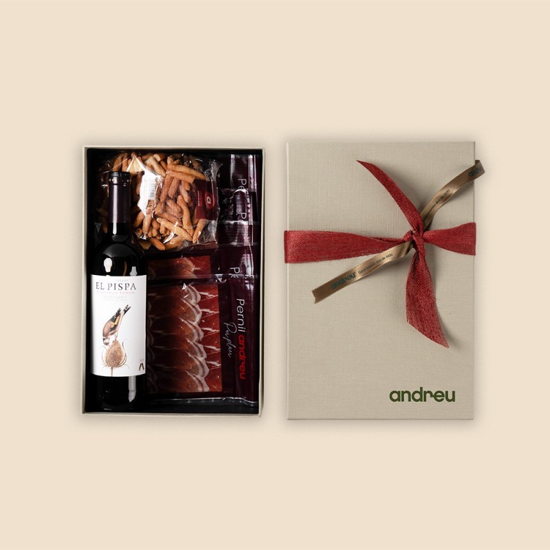 Gift box with ham and wine - Andreu Hams
