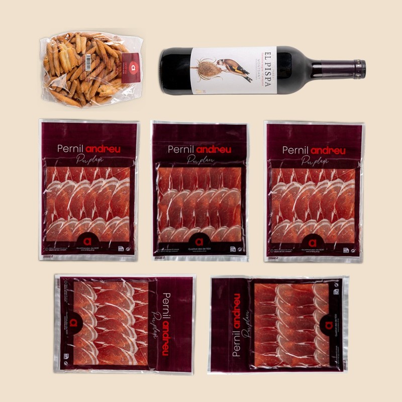 Gift box with ham and wine - Andreu Hams